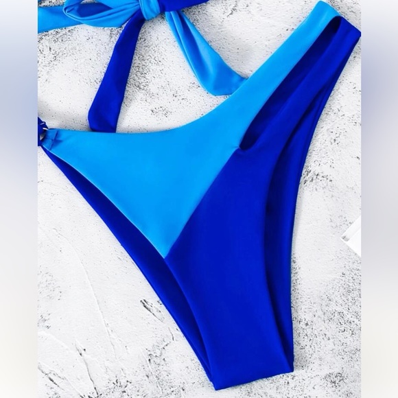 Two Tone Wrap Detail Bikini Set - Picture 4 of 6